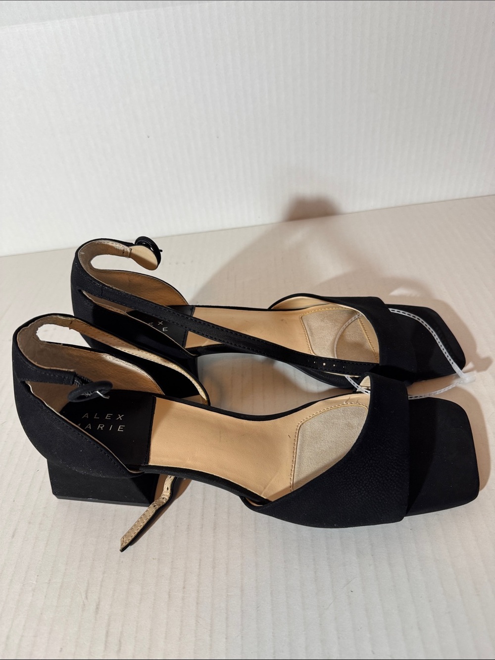 Alex Marie Black Square-Toe Ankle-Strap Block Heel Sandals - Picture 2 of 5